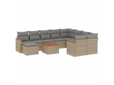 VIDAXL Salon de jardin modulable resine tressee beige 11 personnes 62 x 62 x 69 cm 11 pieces