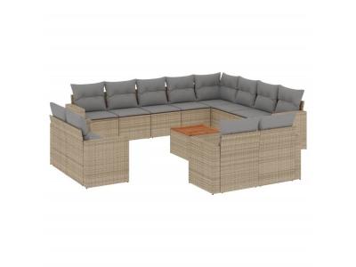 VIDAXL  Salon de jardin r&eacute;sine tress&eacute;e m&eacute;lange beige 13 pcs