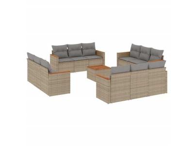 VIDAXL Salon de jardin modulable rotin 13 pieces beige 62 x 55 x 69 cm
