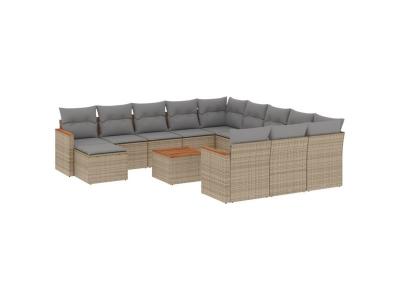 VIDAXL  Salon de jardin 13 pcs - M&eacute;lange Beige