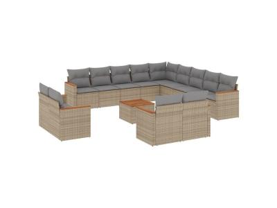 VIDAXL Salon de jardin modulable beige resine tressee 14 pieces 62 x 61.5 x 69 cm