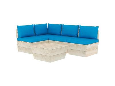 VIDAXL Salon De Jardin Palette 5 Pcs Avec Coussins Bois D'&eacute;pic&eacute;a  