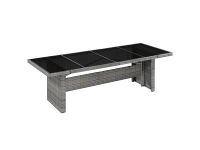VIDAXL Table de jardin 240x90x74 cm R&eacute;sine tress&eacute;e et verre