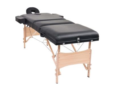 VIDAXL Table de massage pliable et tabouret 10 cm d'&eacute;paisseur noir
