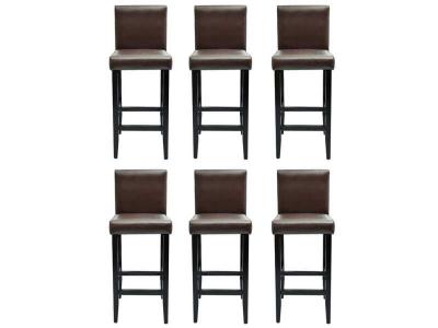 Tabourets de bar 6 pcs Marron fonc&eacute; Similicuir Vidaxl Marron fonc&eacute;