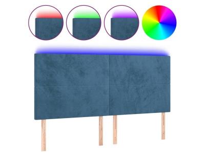 VIDAXL T&ecirc;te de lit &agrave; led Bleu fonc&eacute; 160x5x118/128 cm Velours - 