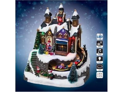 FEERIC LIGHTS & CHRISTMAS JJA Village de No&euml;l atelier + train lumineux, musical et anim&eacute;