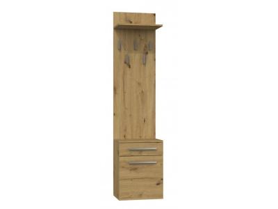 VIONI - Meuble vestiaire d'entr&eacute;e - Portemanteau mural avec Ch&ecirc;ne
