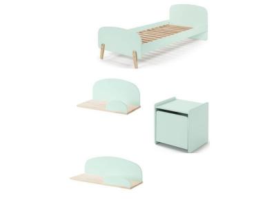 PARIS PRIX Vipack Kiddy Lit En Bois Laqu Et Brut Et Sommier + Chevet 1 Porte + Etagre 45 Cm + Etagre 65cm