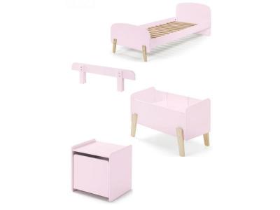 VIPACK  Kiddy Rose Lit Simple + Chevet + Barrire De Lit + Coffre Jouets