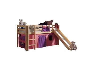 PARIS PRIX Lit enfant mezzanine toboggan nature Bella - PINO