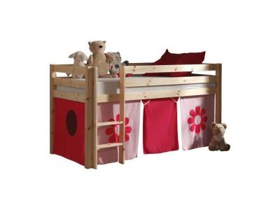 PARIS PRIX Lit enfant mezzanine+housse Pink Flower bois - PINO