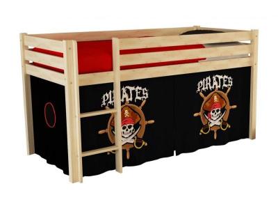 PARIS PRIX Lit enfant mezzanine + housse Pirates bois - PINO