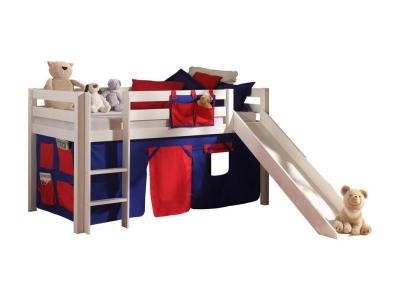 PARIS PRIX Lit enfant avec toboggan ""pino rouge"" 90x200cm blanc