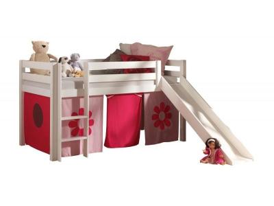 PARIS PRIX Lit enfant avec toboggan ""pino flower"" 90x200cm blanc