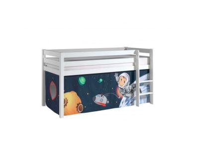 VIPACK Lit mezzanine 90x200 cm avec tente espace pin massif blanc Pino