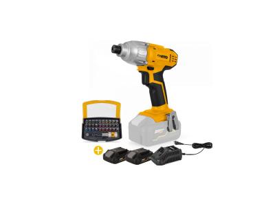 VITO Visseuse &agrave; percussion 20V Lithium-Ion + 2 Batteries 2AH  EGO LI + 32 Embouts + Chargeur Rapide