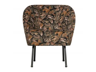 BEPUREHOME Fauteuil Vogue noir avec motifs plantes (velours) - 