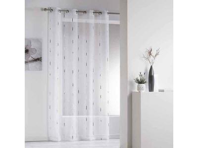 Panneau a oeillets 140 x 260 cm voile sable fils chenille chenilla Gris