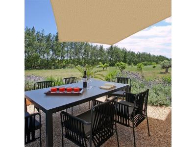 COTE STORE Voile d'ombrage 3 x 4 x 4 x 5 m trap&egrave;ze 280g/m&sup2; - Haute densit&eacute; r&eacute;sistante au vent - Tissu micro-a&eacute;r&eacute; - Beige 