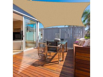 COTE STORE Voile d'ombrage 4 x 4 m carr&eacute; 280g/m&sup2; - Haute densit&eacute; r&eacute;sistante au vent - Tissu micro-a&eacute;r&eacute; - Beige