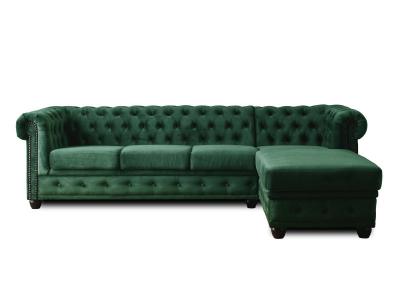 BEST MOBILIER William - Canap&eacute; d'angle Chesterfield - 4 places - velours - Droit - Vert