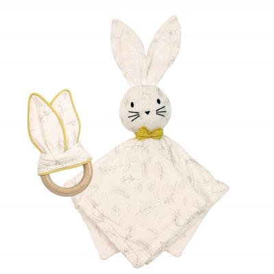DOMIVA Box Doudou et Anneau de dentition Leafy Bunny - Ecru - 25 x 19 x 9 cm