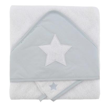 DOUX NID Coffret sortie de bain brod&eacute;e + gant &eacute;toile b&eacute;b&eacute; Gris