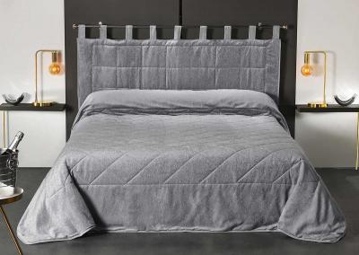 LINDER Coussin T&ecirc;te de Lit &agrave; l' Aspect Velours - Gris clair - 160 x 70 cm