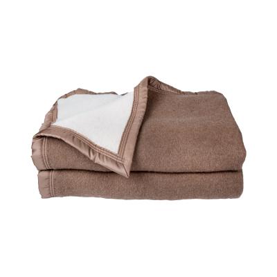 Couverture double face en 100% laine - CHAMOIS - 220 x 240 cm