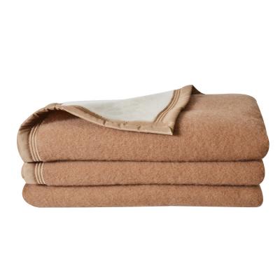 Couverture double face en 100% laine - Sable - 240 x 260 cm