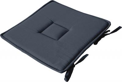Galette plate unie en coton passepoil et nouettes gris fonc&eacute; 40 x 40