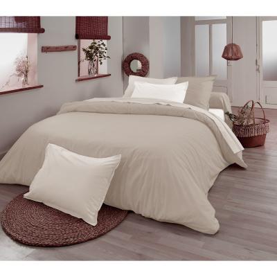 TRADI LINGE Housse de couette en 100% coton biologique - Ficelle - 260 x 240 cm