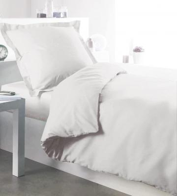 NON RENSEIGNE Housse de couette percale 100 % coton 78 fils - Blanc - 140 x 200 cm