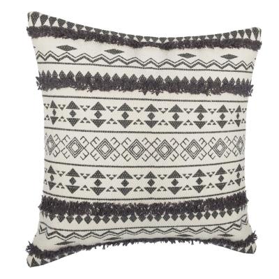 Housse de coussin en coton Gris tuft&eacute; 40 x 40 cm