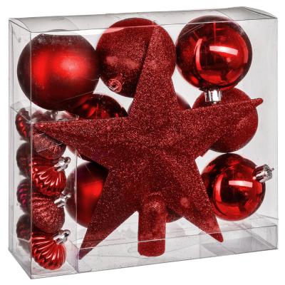 FEERIC LIGHTS & CHRISTMAS D&eacute;co de sapin de No&euml;l Kit de 18 pi&egrave;ces Boules et Cimier - Rouge
