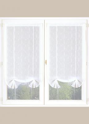 Paire de Stores Relevables en Etamine Blanc 60 x 140 cm - Blanc