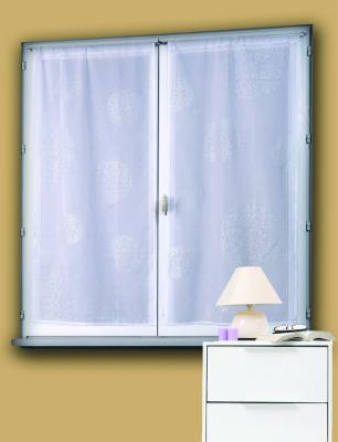 Paire de petits voilages en &eacute;tamine motif argent Blanc 45x120 cm
