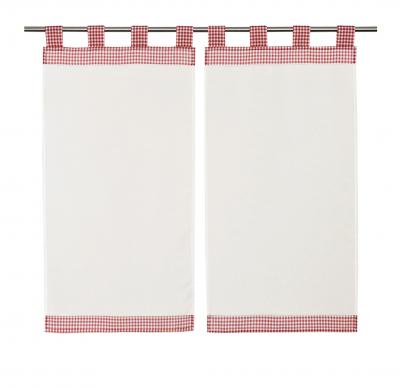 Paire de vitrage vichy rouge et blanc - rouge et blanc - 70 x 160 cm