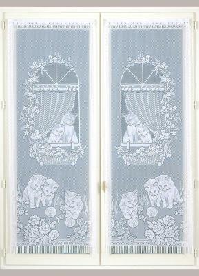 Paire de Vitrages Droits &agrave; Franges Blanc 60 x 220 cm - Blanc