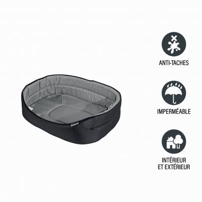 LOVE STORY Panier ovale pour animaux - Noir / Gris - L 55 x l 37 cm