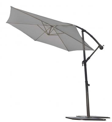 OZALIDE Parasol &Oslash; 3 m Mat D&eacute;port&eacute; &agrave; Manivelle - Gris Perle - Diam&egrave;tre : 3 m