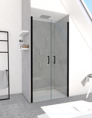 AURLANE Porte de douche battante noir Galedo Saloon 90cm