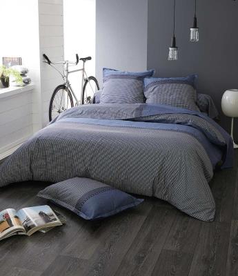 Parure de Couette en Satin de Coton - Bleu Gris - 200 x 200 cm + 2T