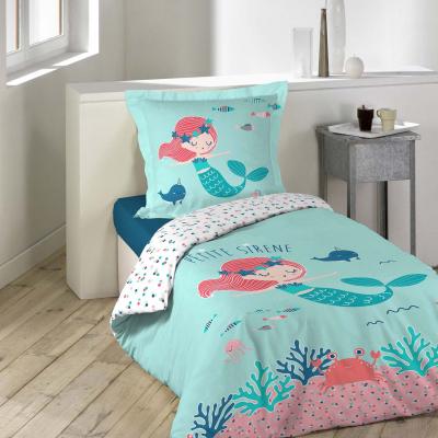 DOUCEUR D INTERIEUR Parure de lit enfant - CDaffaires - 2 pi&egrave;ces - Bleu - Dessin petite sirena - 140x200 cm 