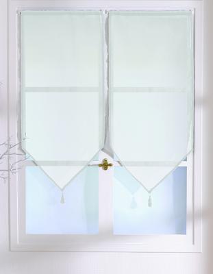 Paire de voilages finition pointe avec pompon 2x60x120cm blanc