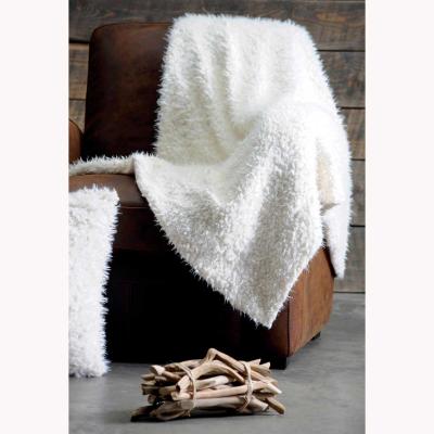 STOF Plaid fausse fourrure polyester effet laine blanc 130x160cm MOUTON