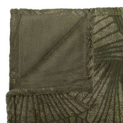 ATMOSPHERA Plaid - flanelle - kaki et dor&eacute; - 125x150 cm - Kaki -  createur dinterieur 