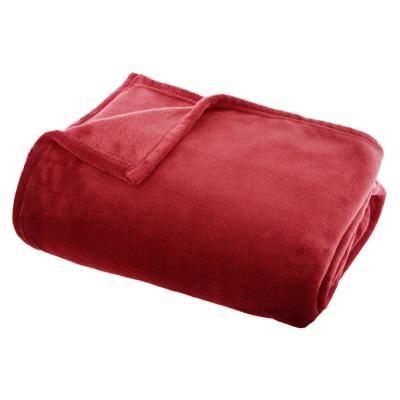 ATMOSPHERA  - Grand plaid en Flanelle uni - 180x130 cm - Rouge