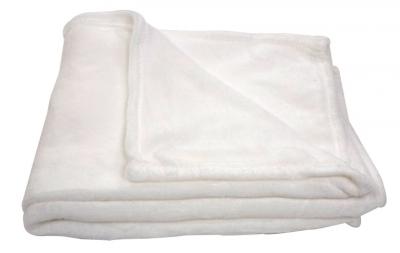 HOME MAISON Plaid coins carr&eacute;s COCOON BLANC 130x180 100%PO